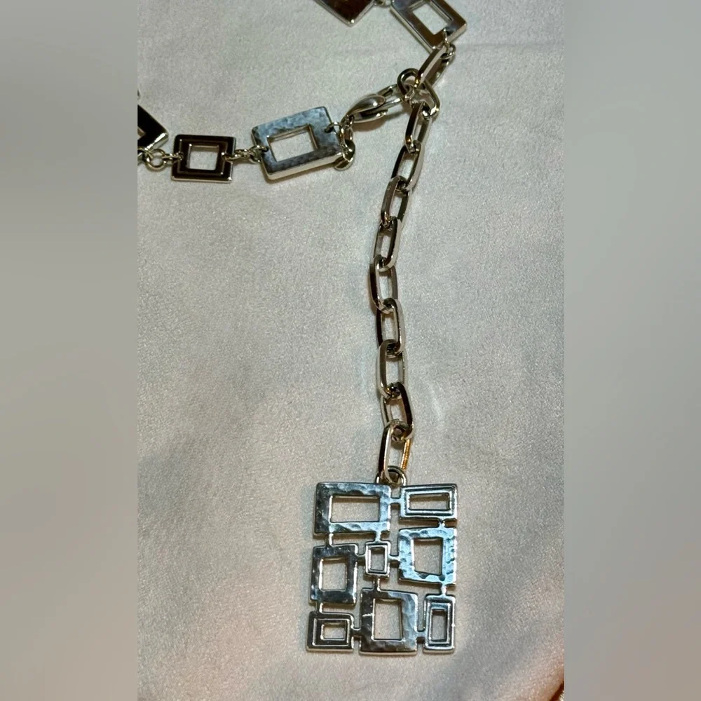 Brighton Silver Tone Square Link Adjustable Belt - Picture 2 of 4
